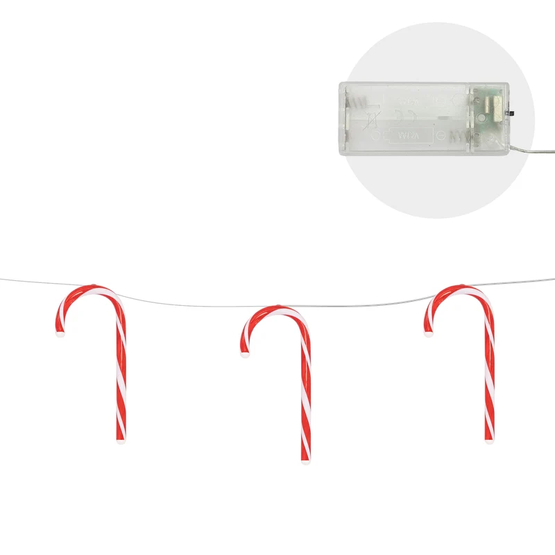LED Zuckerstangenlichterkette 330 cm mit 28 warmweißen LEDs