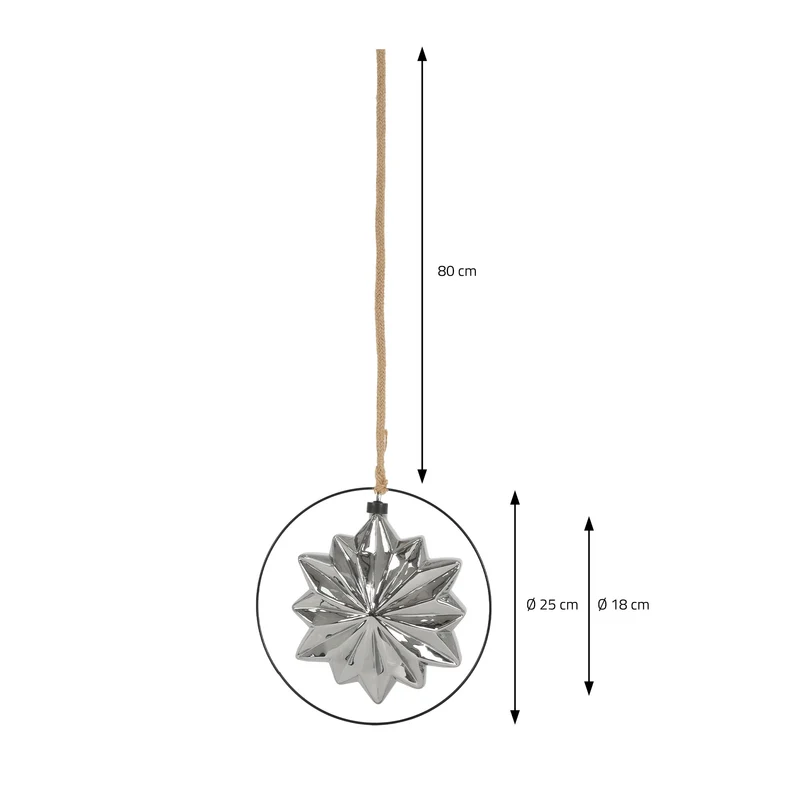 LED Weihnachtsstern Ø18 cm Grau aus Metall mit warmweißen LEDs
