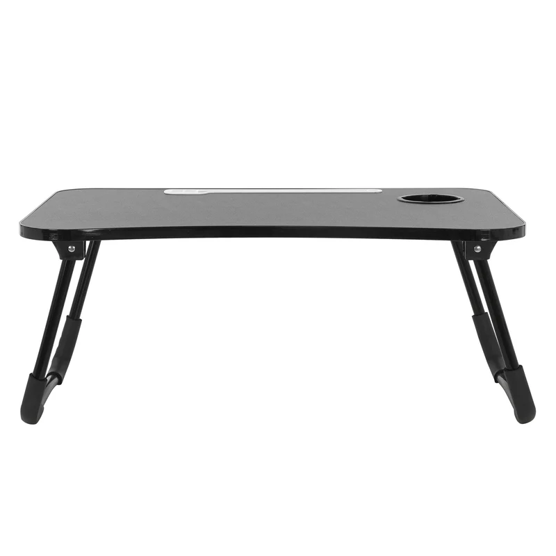 Laptoptisch mit USB-Ports klappbar 60x40 cm Schwarz aus MDF inkl. USB Lampe und Ventilator ML-Design