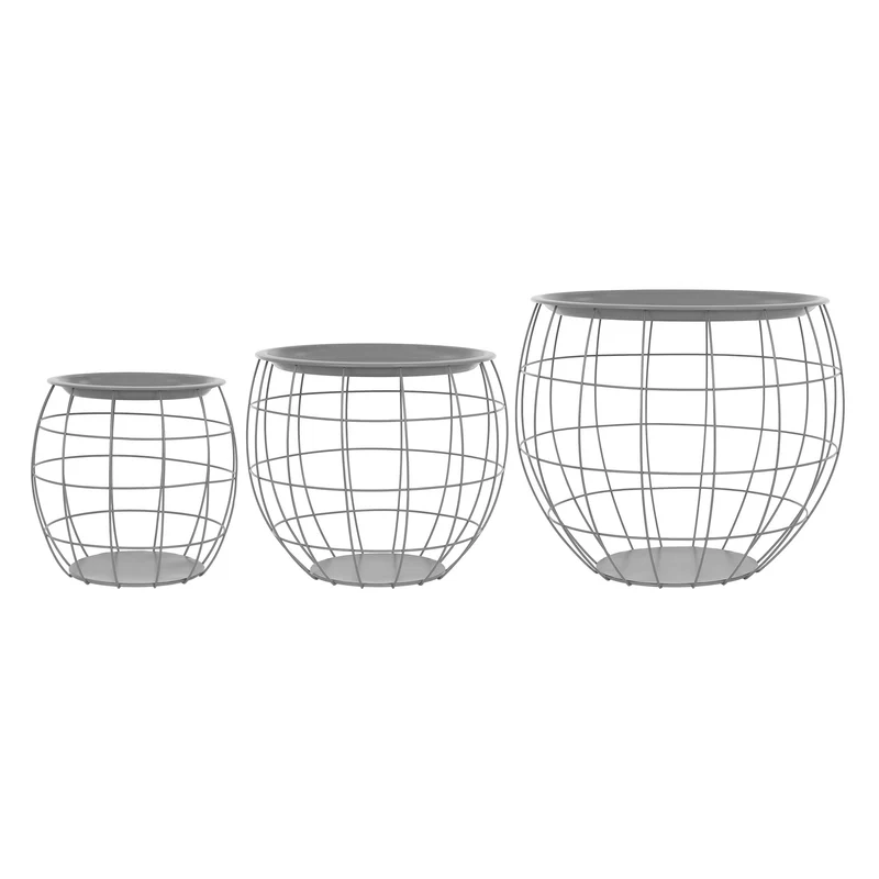 Beistelltisch 3er Set Grau aus Metall ML-Design