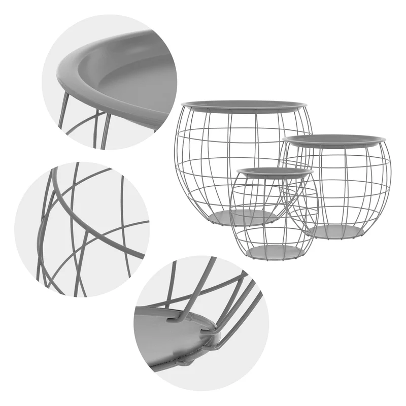 Beistelltisch 3er Set Grau aus Metall ML-Design