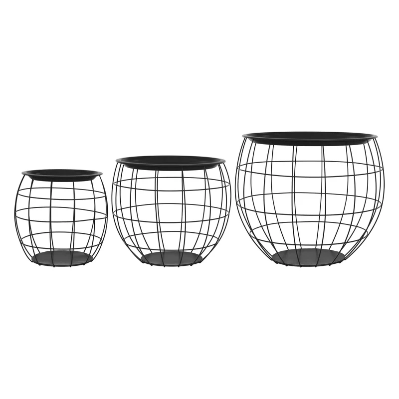 Beistelltisch 3er Set Schwarz aus Metall ML-Design