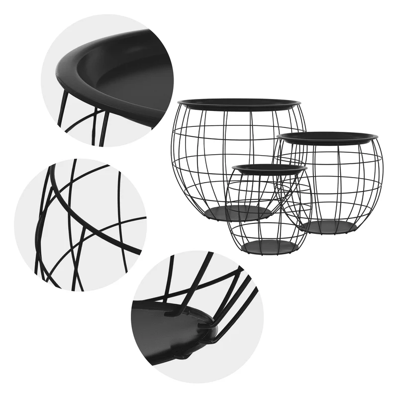 Beistelltisch 3er Set Schwarz aus Metall ML-Design