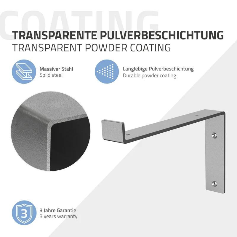 Wandkonsole Regalhalterung 2er Set 250 x 145 mm Grau aus Stahl ML-Design