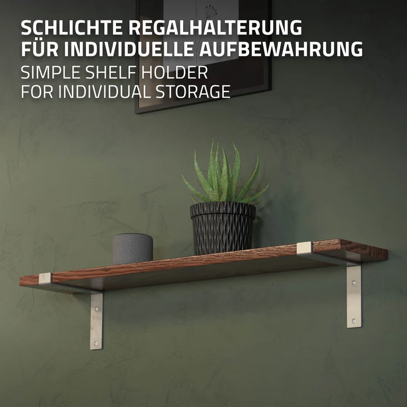 Wandkonsole Regalhalterung 2er Set 200 x 145 mm Grau aus Stahl ML-Design