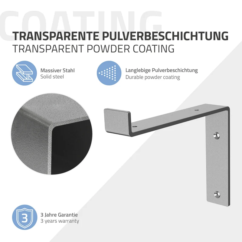 Wandkonsole Regalhalterung 2er Set 200 x 145 mm Grau aus Stahl ML-Design