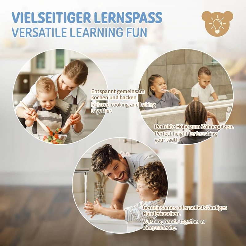 Lernturm 2in1 für Kinder ab 1 Jahr Weiß aus Holz inkl. Tafel von Joyz