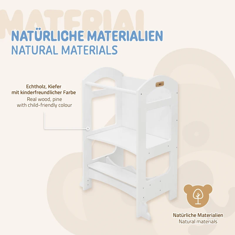 Lernturm 2in1 für Kinder ab 1 Jahr Weiß aus Holz inkl. Tafel von Joyz