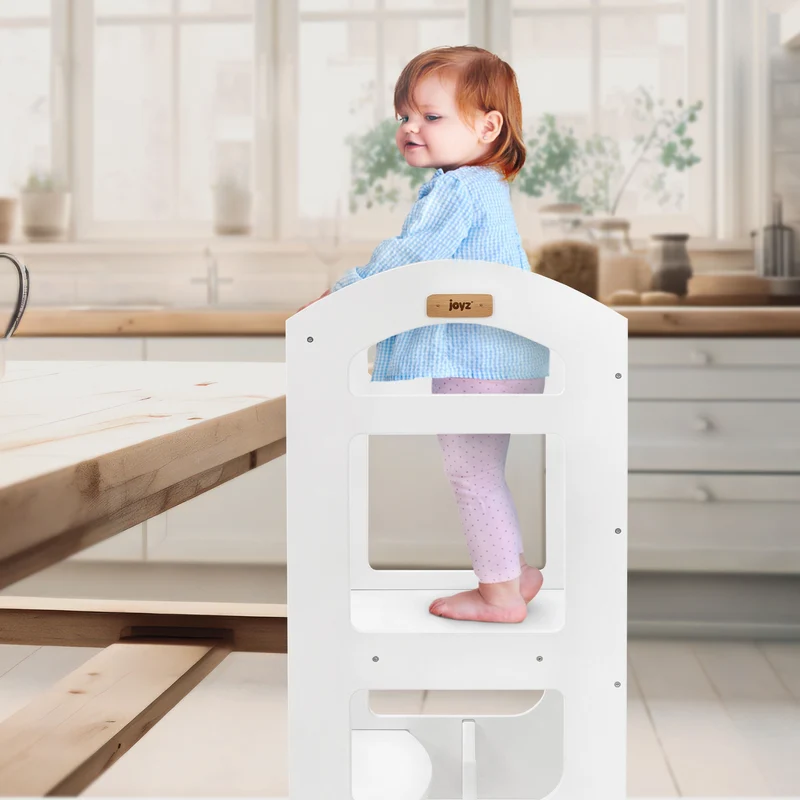 Lernturm 2in1 für Kinder ab 1 Jahr Weiß aus Holz inkl. Tafel von Joyz