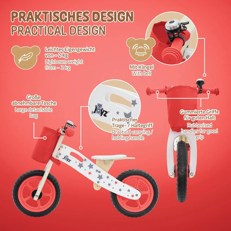 Laufrad für Kinder ab 2 Jahren Rot Joyz