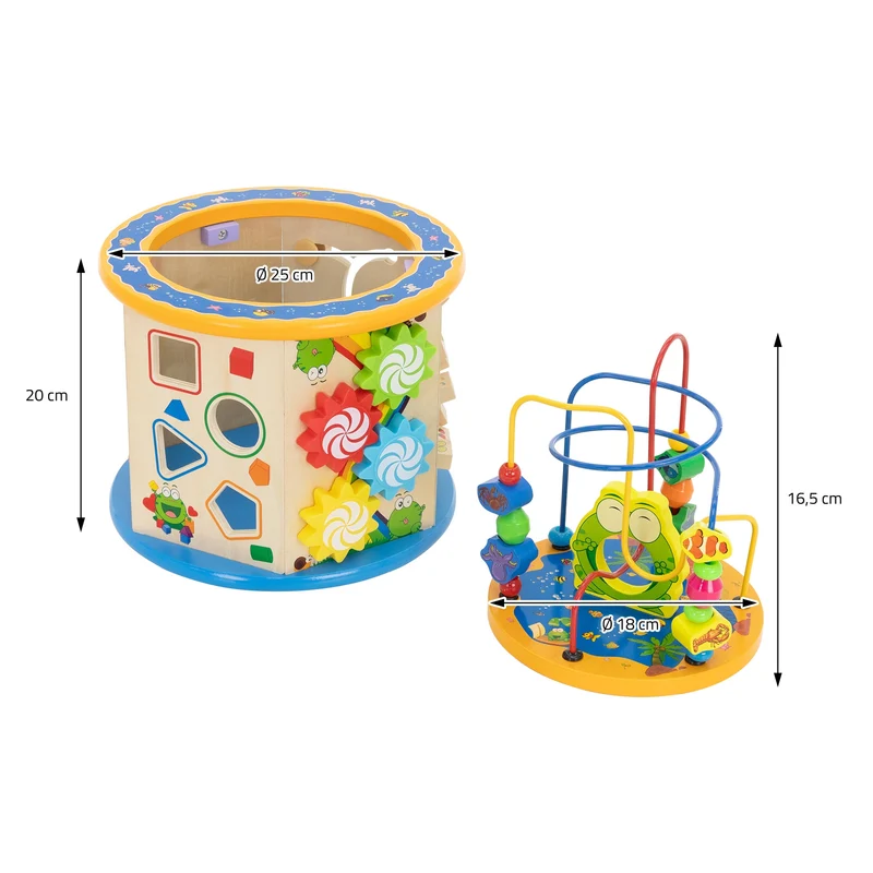 Motorikwürfel Spielwürfel 8 in 1 mit Spielbrett für Kinder ab 1 Jahr aus Holz Joyz