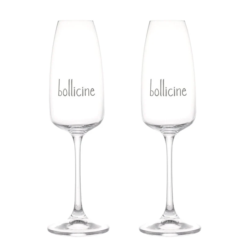 Set 2 Flute in Vetro Borosilicato Serigrafato - Bollicine