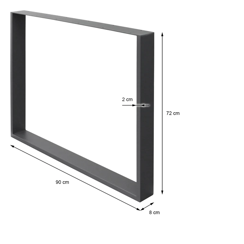 B-Ware Tischbeine Tischgestell 2er Set U-Design 90x72 cm Anthrazit aus Stahl