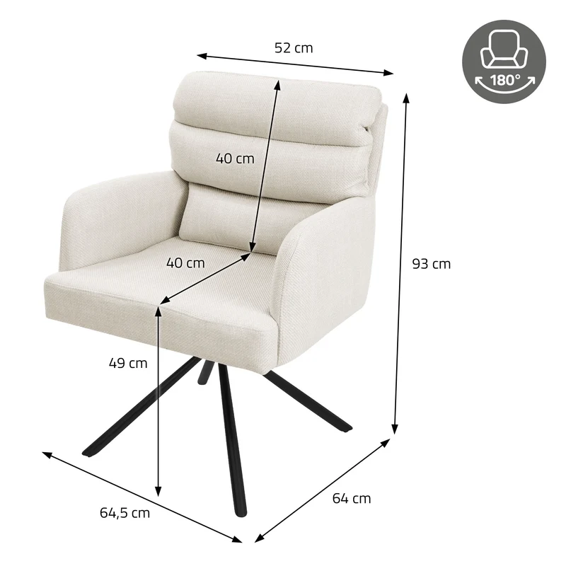 Esszimmerstuhl 4er Set Beige drehbar mit abnehmbaren Rückenkissen gepolstert bis 120 Kilogramm