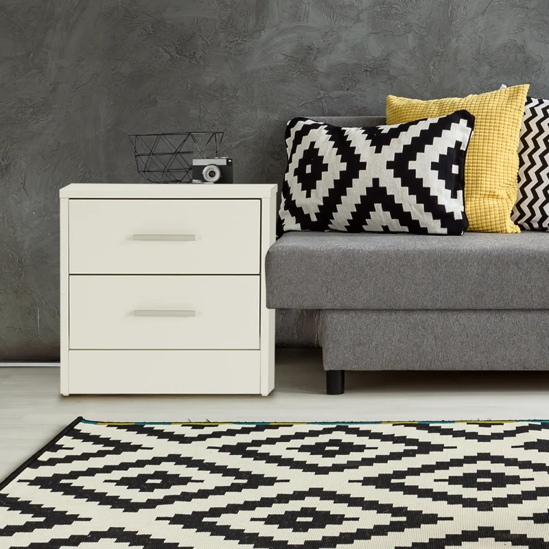 Nachttisch mit zwei Schubladen 38x37x34 cm Weiß aus Spannplatte ML-Design