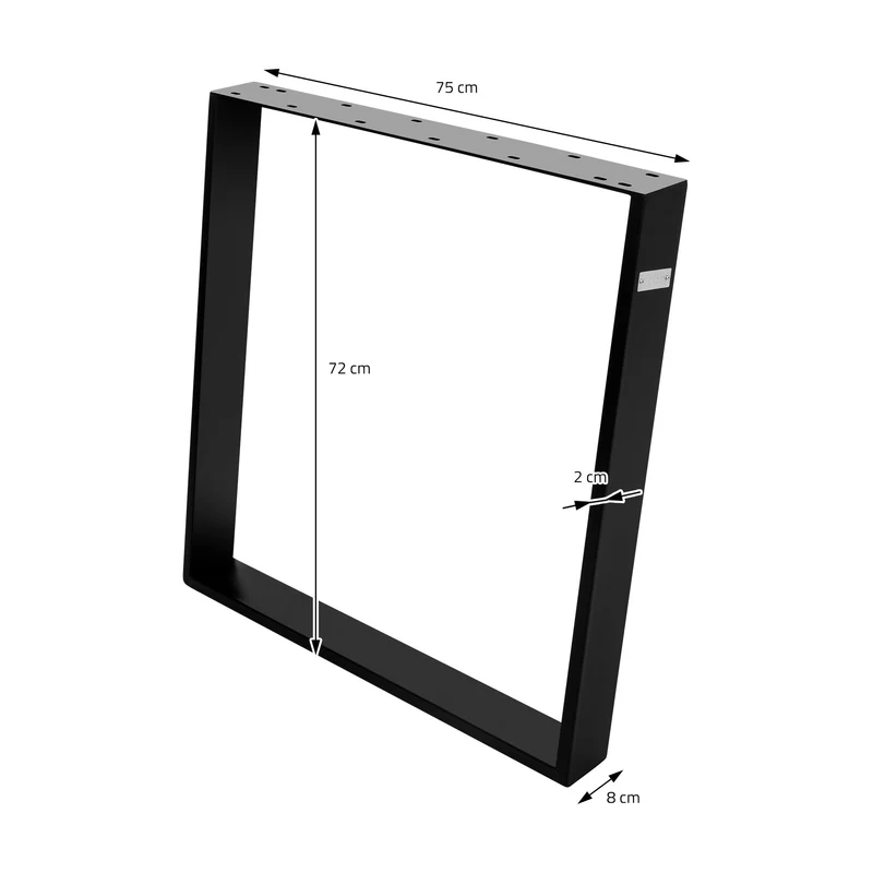 2er Set Tischkufen 80GRAD Neigung 75x72 cm Schwarz Profil 8x2 cm Stahl ML-Design