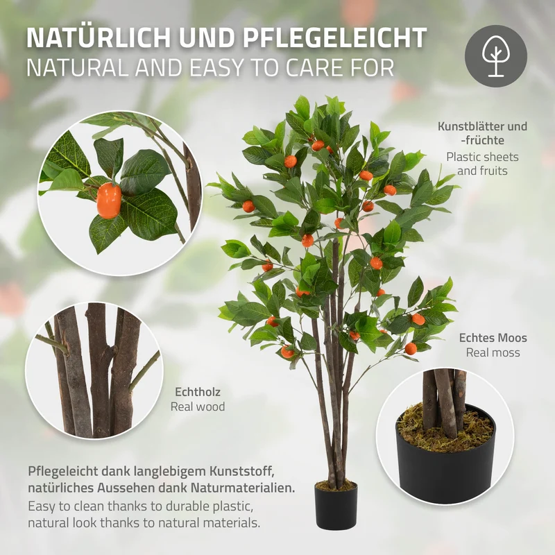 Künstlicher Orangenbaum 130 cm Kunstpflanze im Topf mit Früchten ML-Design