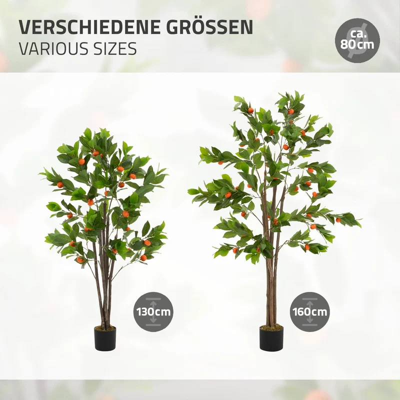 Künstlicher Orangenbaum 130 cm Kunstpflanze im Topf mit Früchten ML-Design