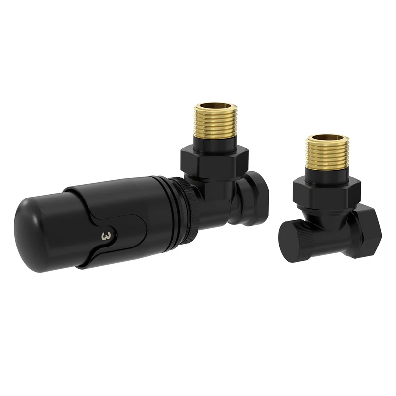 LuxeBath | Thermostatventil + Rücklaufverschraubung für Heizkörper 1/2" Eckform Thermostatkopf