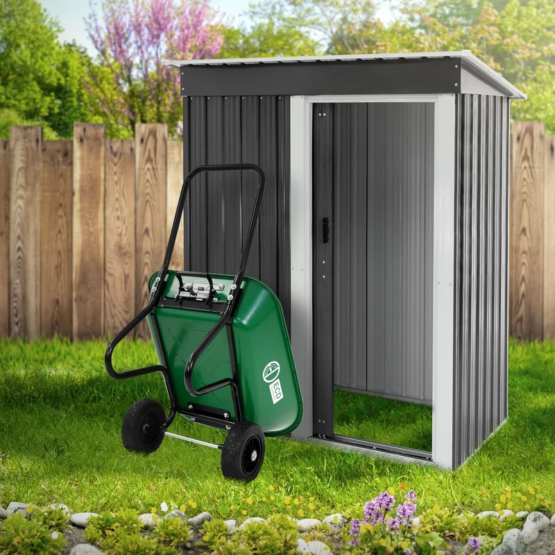 Schubkarrenwagen 78L, Gartenkarre mit Kippfunktion, Bauschubkarre mit Stahlrahmen, 2x PU-Reifen & PP-Wanne, 100 kg Tragkraft