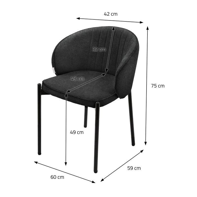2er Set Esszimmerstühle mit Rücken- & Armlehne Anthrazit mit Metallbeinen bis 120 kg ML-Design