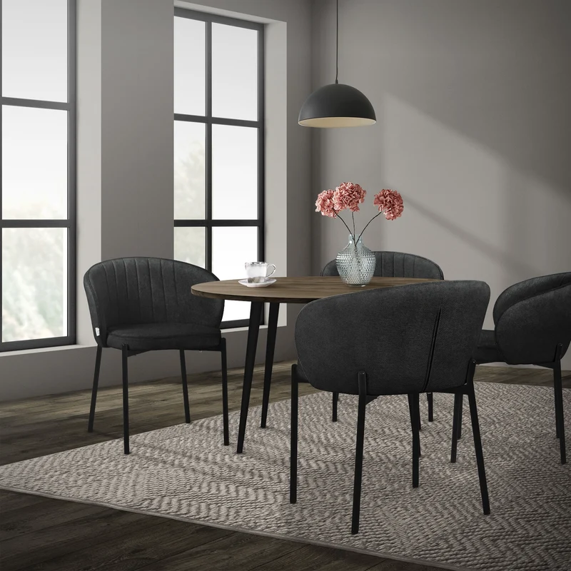 2er Set Esszimmerstühle mit Rücken- & Armlehne Anthrazit mit Metallbeinen bis 120 kg ML-Design