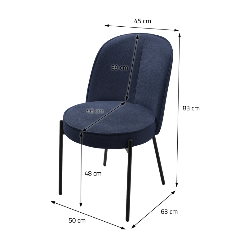 Esszimmerstühle 2er Set Dunkelblau mit Rückenlehne, Polsterstühle für Esszimmer & Küche ML-Design