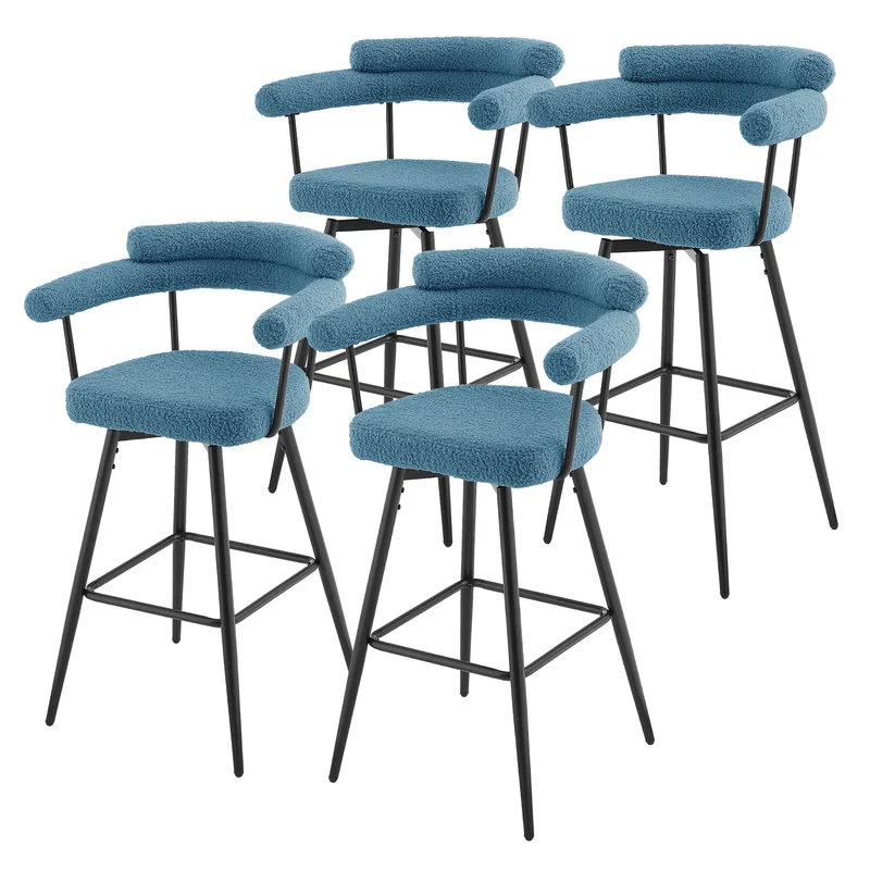 ML-Design | Barhocker Set 360° drehbar mit Armlehne, Rückenlehne und Fußstütze 61x103x55 cm bis 120 kg