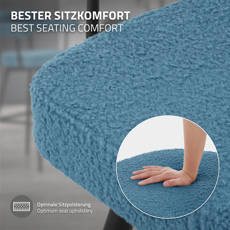 4er Set Barhocker 360° drehbar Blau 61x103x55 cm mit Arm-, Rückenlehne und Fußstütze bis 120 kg ML-Design