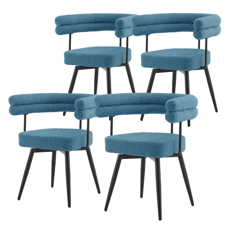 ML-Design | Esszimmerstühle Set 360° drehbar mit Armlehnen und Rückenlehnen, 63x55x75 cm in Teddy-Stoff, Küchenstuhl
