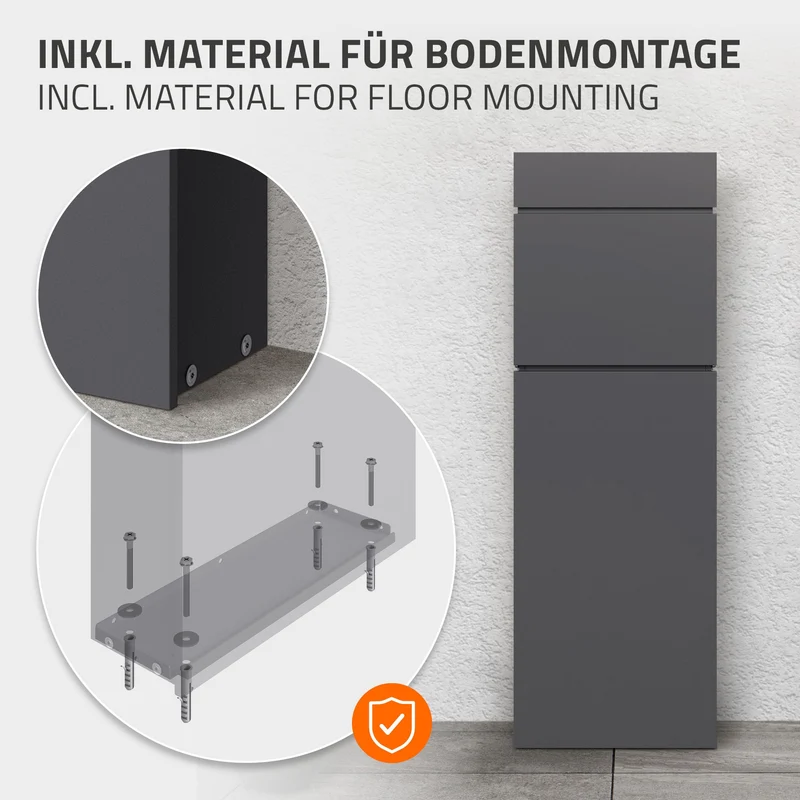 B-Ware Standbriefkasten freistehend bis DIN A4 115 cm hoch Anthrazit aus rostfreiem Stahl ML-Design