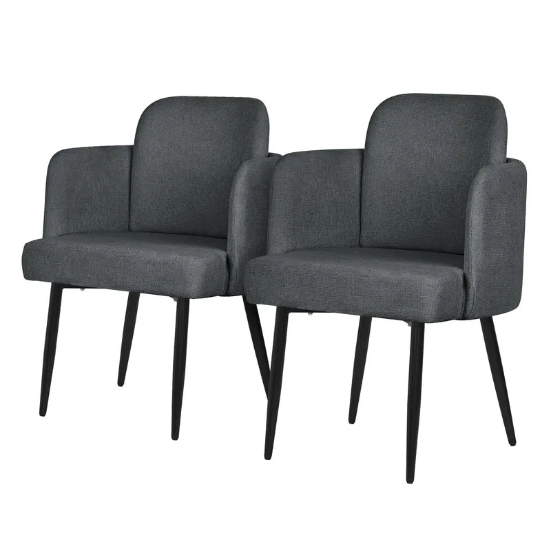 2er Set Esszimmerstühle mit Rücken- & Armlehne Anthrazit mit Metallbeinen bis 120 kg ML-Design