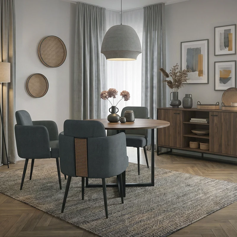 2er Set Esszimmerstühle mit Rücken- & Armlehne Anthrazit mit Metallbeinen bis 120 kg ML-Design