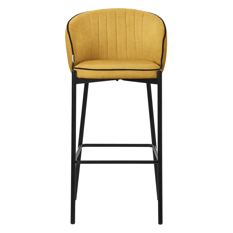 Barhocker 4er Set Senf 50x101x54 cm mit Rückenlehne und Fußstütze bis 120 kg ML-Design