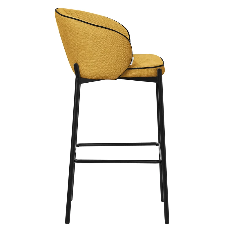 Barhocker 4er Set Senf 50x101x54 cm mit Rückenlehne und Fußstütze bis 120 kg ML-Design