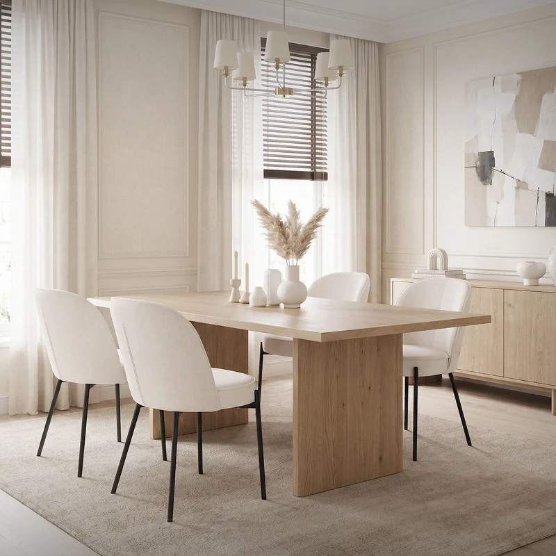 Esszimmerstühle 4er Set Beige mit Rückenlehne, Polsterstühle für Esszimmer & Küche ML-Design