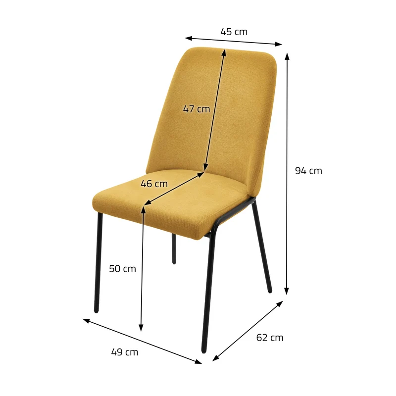 Esszimmerstühle 4er Set Senf mit Rückenlehne, Polsterstühle für Esszimmer & Küche ML-Design