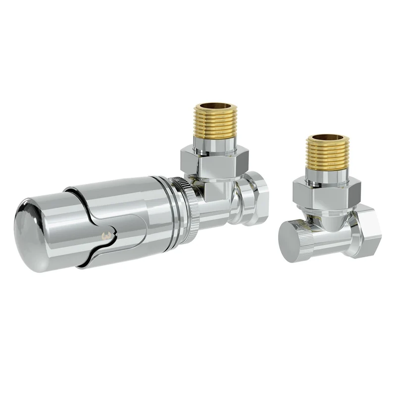 LuxeBath | Thermostatventil + Rücklaufverschraubung für Heizkörper 1/2" Eckform Thermostatkopf