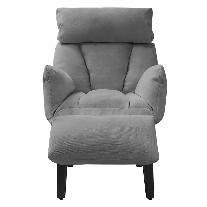ML-DESIGN | Sessel mit Liegefunktion 85x82x102 cm aus Leinenstoff Grau Relaxsessel Fernsehsessel mit verstellbarer Rückenlehne, Armlehnen & Fußablage