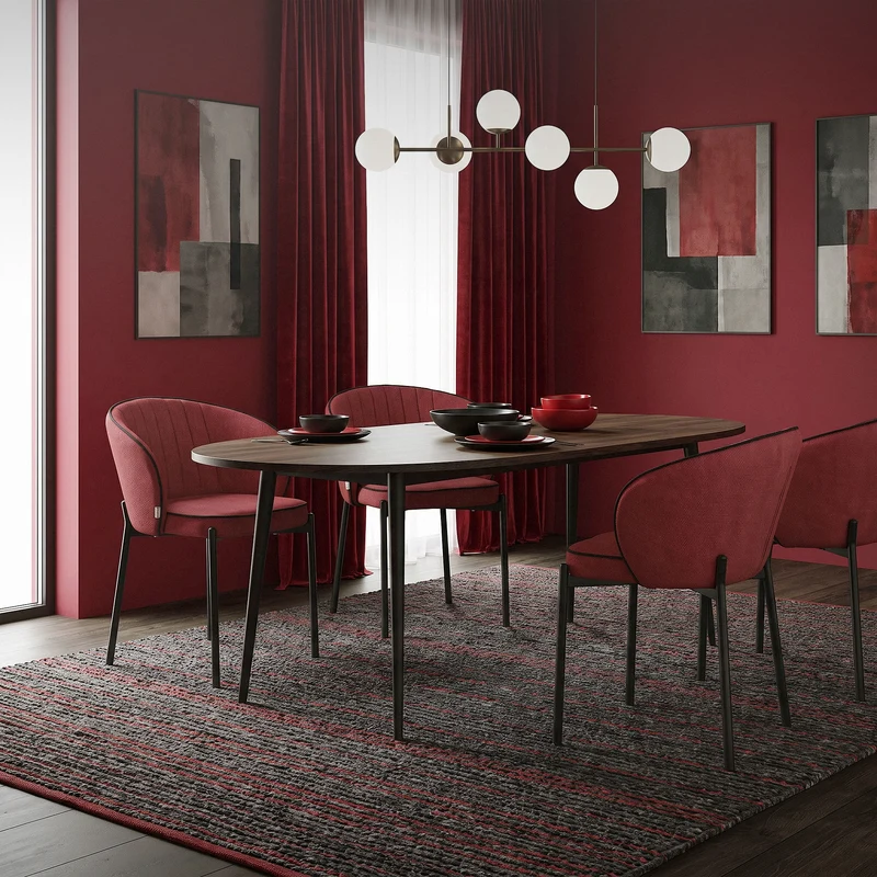 2er Set Esszimmerstühle mit Rücken- & Armlehne Rot mit Metallbeinen bis 120 kg ML-Design