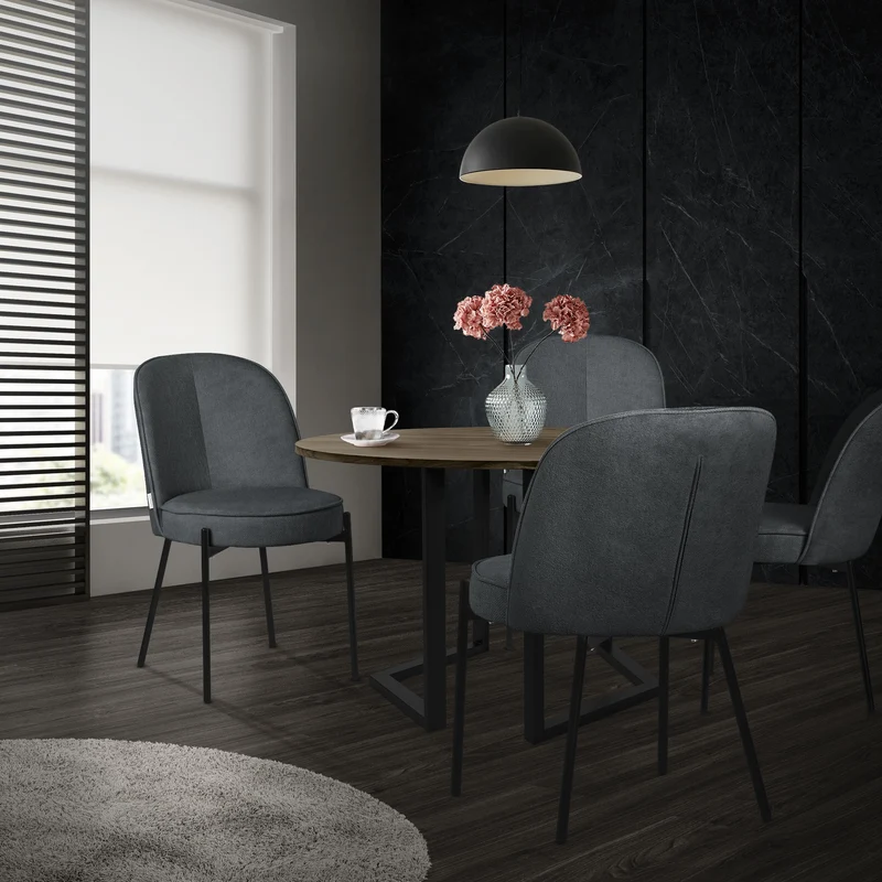 Esszimmerstühle 2er Set Anthrazit mit Rückenlehne, Polsterstühle für Esszimmer & Küche ML-Design