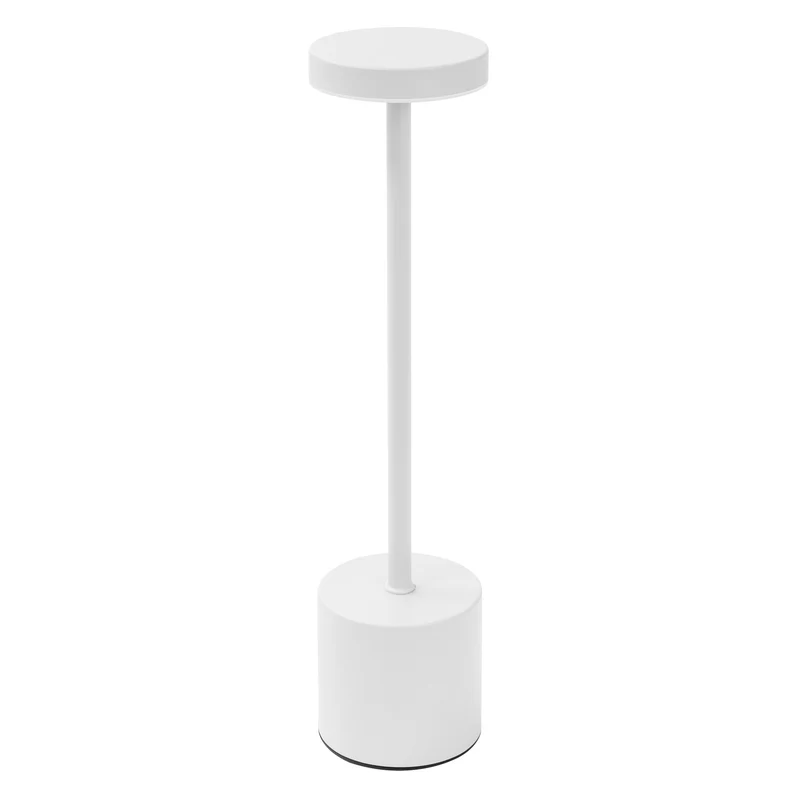 LED Tischlampe kabellos mit Touch, Weiß Ø8x34,5cm Akku Tischleuchte USB-C ML-Design