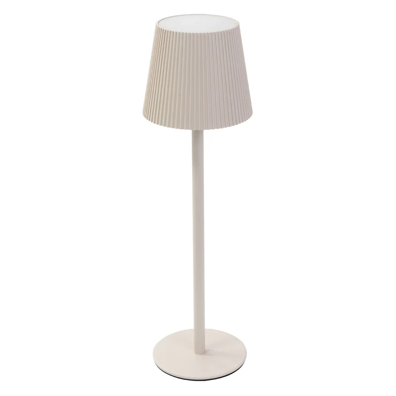 LED Tischlampe kabellos mit Touch, Creme, Ø10x36 cm, Akku Tischleuchte USB-C ML-Design