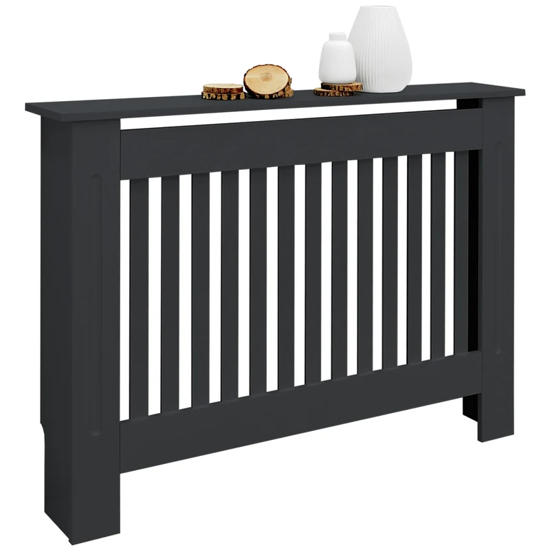 B-Ware Heizkörperverkleidung 112x19x82 cm Landhaus Anthrazit aus MDF ML-Design