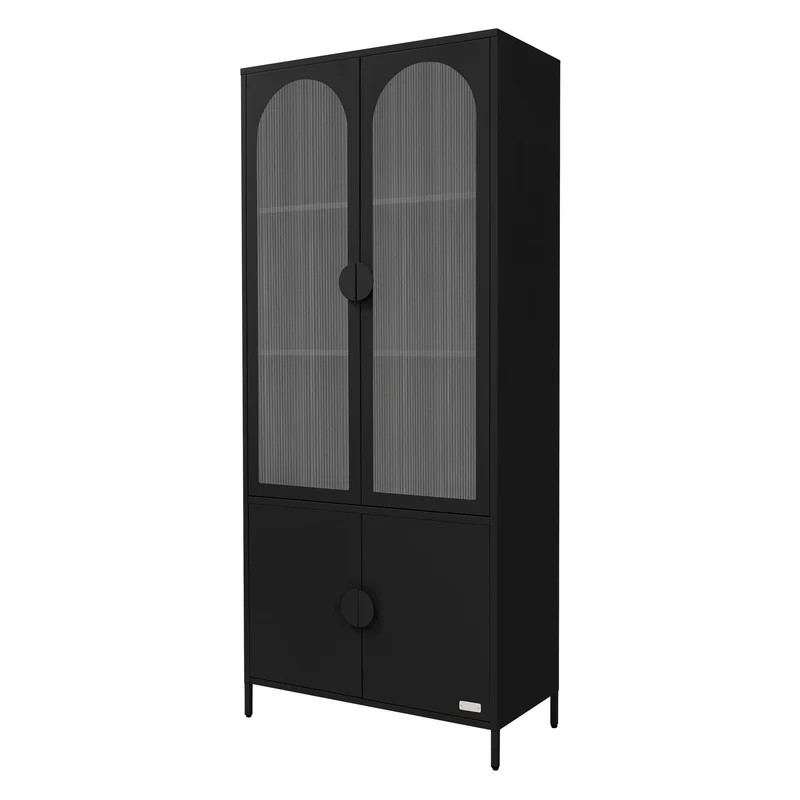 ML-Design | Vitrinenschrank mit 4 Ablage-/Regalfächer & 4 Türen 80x185x40 cm, aus Stahl, Vitrine Büroschrank
