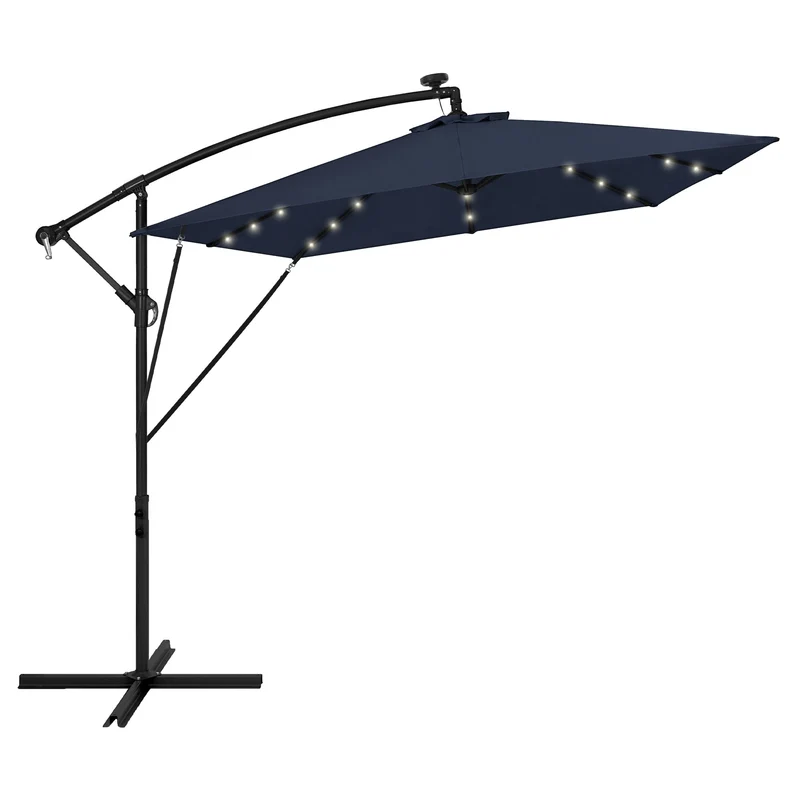 ML-Design | Ampelschirm mit Kurbel, Abdeckung & Ständer, 360°, Ø 330 cm, aus Aluminium, Rechteckig Sonnenschirm mit/ohne LED