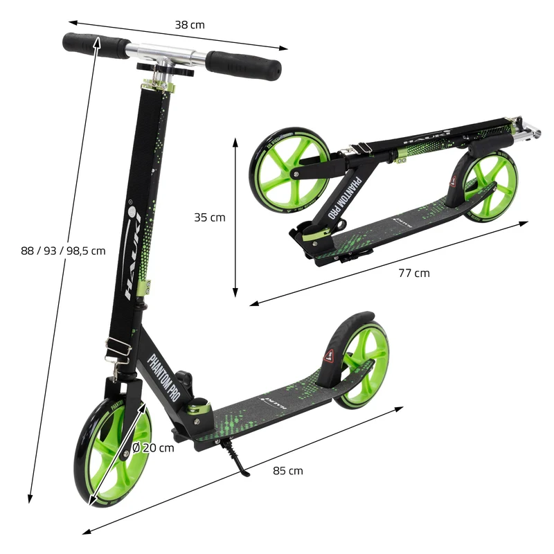 Cityroller Grün klappbar und höhenverstellbar Scooter mit XXL-Räder Hauki – Tetroller & Kickscooter