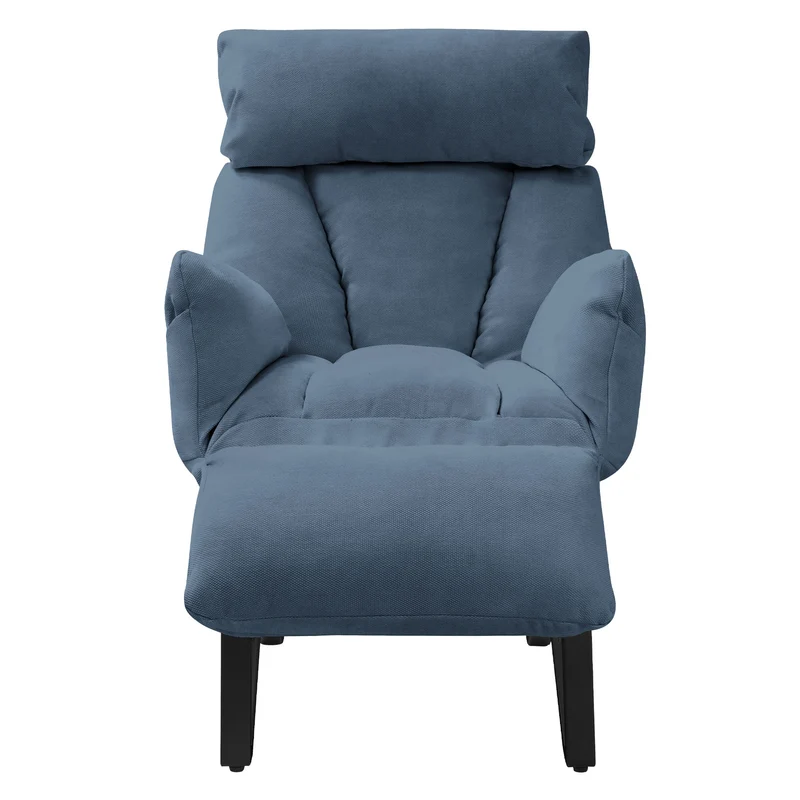ML-DESIGN | Sessel mit Liegefunktion 85x82x102 cm aus Leinenstoff Blau Relaxsessel Fernsehsessel mit verstellbarer Rückenlehne, Armlehnen & Fußablage