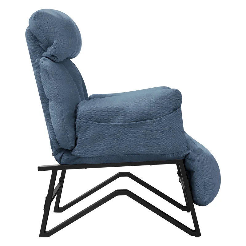 ML-DESIGN | Sessel mit Liegefunktion 85x82x102 cm aus Leinenstoff Blau Relaxsessel Fernsehsessel mit verstellbarer Rückenlehne, Armlehnen & Fußablage