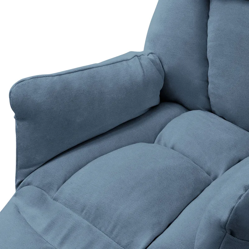 ML-DESIGN | Sessel mit Liegefunktion 85x82x102 cm aus Leinenstoff Blau Relaxsessel Fernsehsessel mit verstellbarer Rückenlehne, Armlehnen & Fußablage
